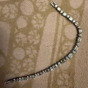 Stauer sterling silver 925 fancy tennis bracelet with round and emerald cut ston